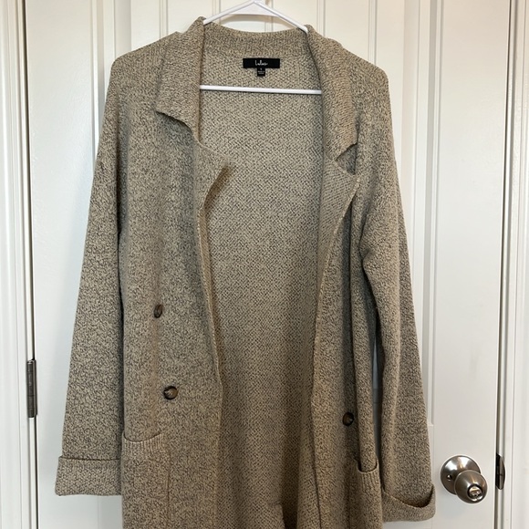 Lulus Beige Long Sleeve Sweater Coat - Size S - Picture 2 of 8
